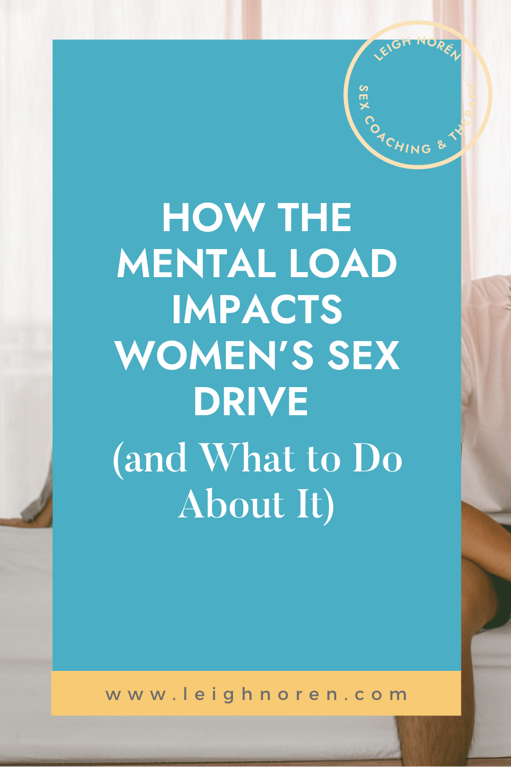 Blue background with white text and an unhappy male in the background